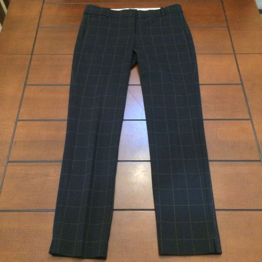 Theory straight trouser windowpane knit viscose blend 4